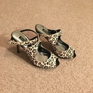 White House Black Market Leopard Strappy Heel NWOT